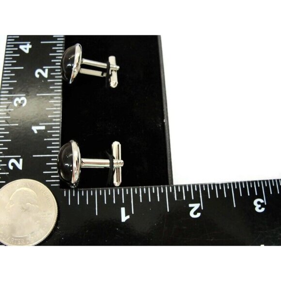 BachRach Silver Tone Cufflinks Round In Original Box - Picture 3 of 16